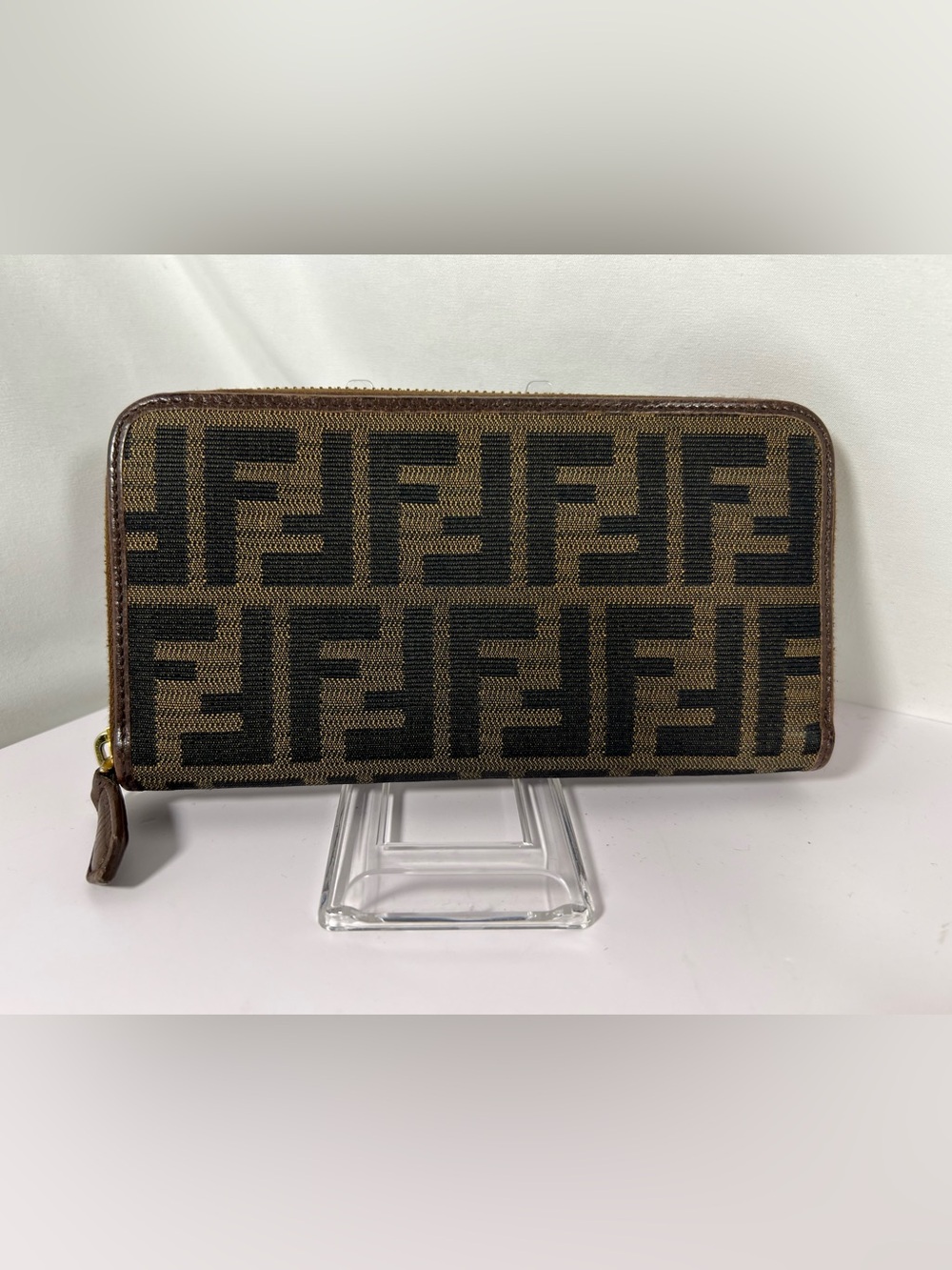 1264: Fendi Zucca FF Canvas Zip Around Continental Wallet